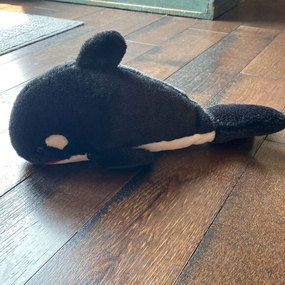 Vintage Sea World 1992 Shamu Orca killer whale plush stuffed animal 15 inch blac - Picture 3 of 8